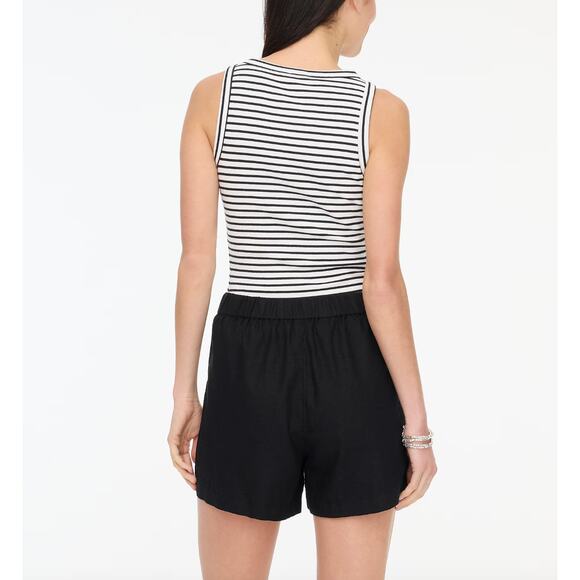 J.Crew Linen Blend Pull On Short High Waist Pockets Lightweight Black Small NWT - Picture 2 of 11